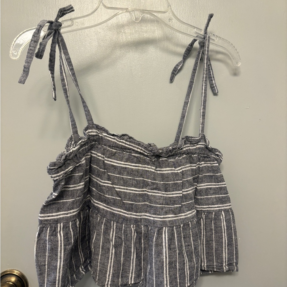Roxy Gray Silver Smocked Crop Camisole